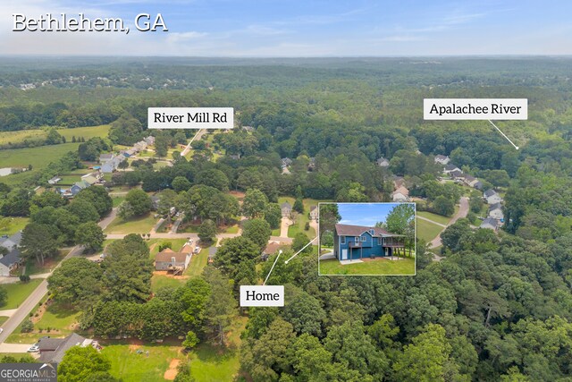 1407 Water Wheel Dr, Bethlehem, GA 30620 - aerial view of a heavily wooded area