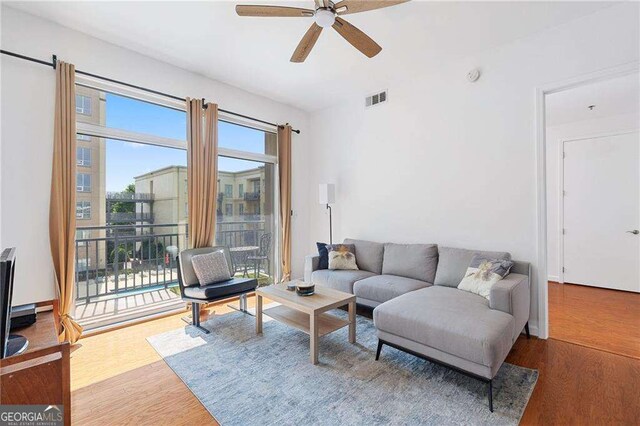 711 Cosmopolitan Dr NE Unit 300, Atlanta, GA 30324 - living area featuring wood finished floors and ceiling fan