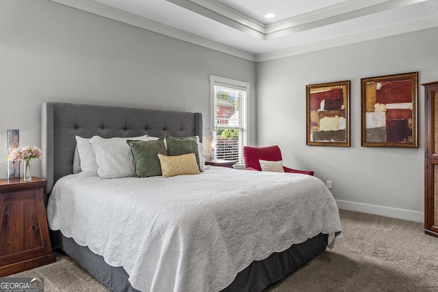 1111 Cobblestone Dr, Bogart, GA 30622 - bedroom with carpet flooring, crown molding, baseboards, and recessed lighting