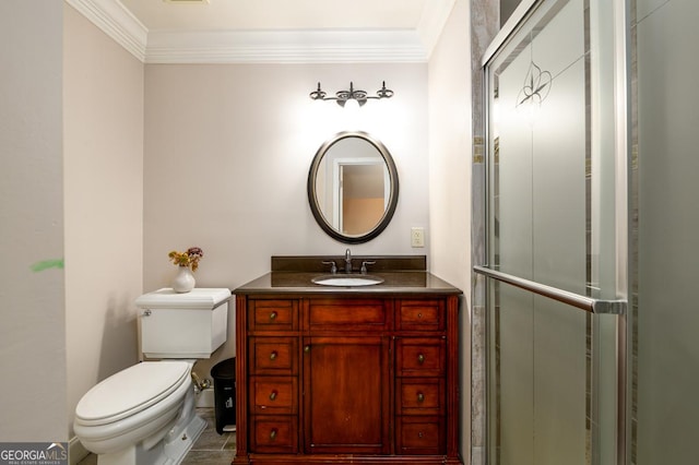 13042 Dartmore Ave, Alpharetta, GA 30005 - bathroom featuring crown molding, toilet, and vanity