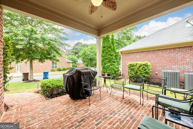 13042 Dartmore Ave, Alpharetta, GA 30005 - view of patio with cooling unit, a ceiling fan, and area for grilling