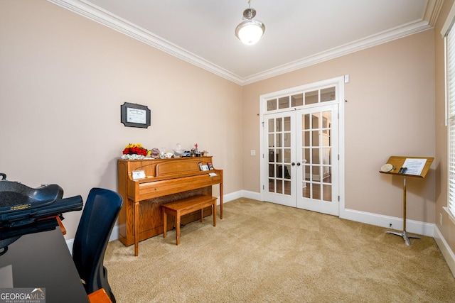 13042 Dartmore Ave, Alpharetta, GA 30005 - office space featuring crown molding, french doors, carpet flooring, and baseboards