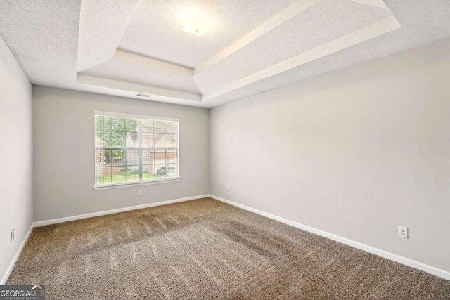 3731 Laramie Rd, Ellenwood, GA 30294 - carpeted empty room featuring a tray ceiling, a textured ceiling, and baseboards
