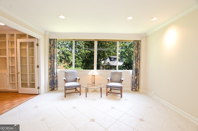 2734 Peachtree Rd NW Unit C-404, Atlanta, GA 30305 - sitting room with healthy amount of natural light, ornamental molding, recessed lighting, and baseboards