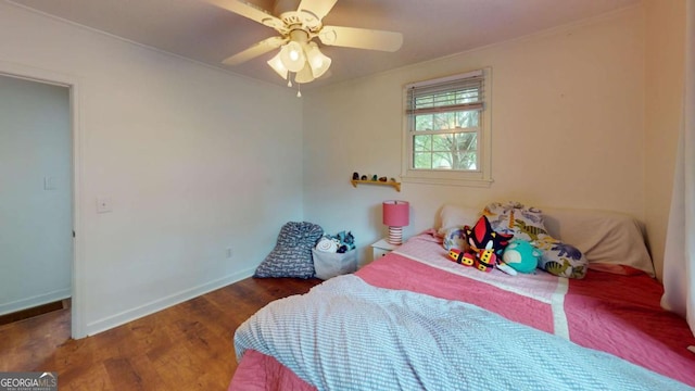 2060 Simonton Bridge Rd, Watkinsville, GA 30677 - bedroom with wood finished floors, baseboards, ornamental molding, and a ceiling fan