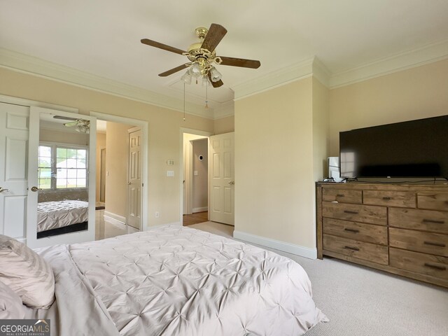 11 Stonegable Dr NW, Rome, GA 30165 - carpeted bedroom featuring ornamental molding and a ceiling fan