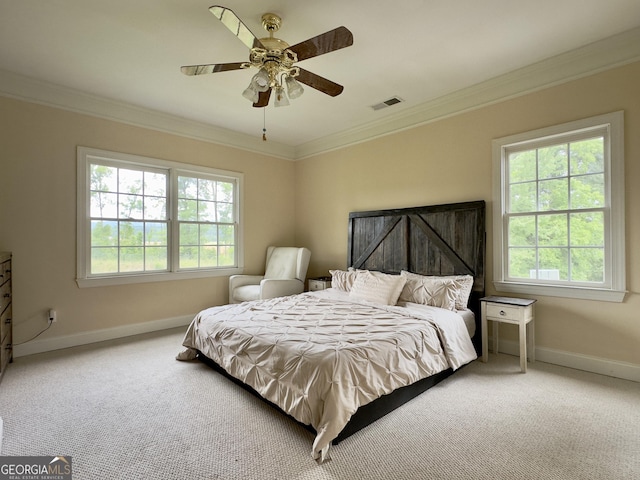 11 Stonegable Dr NW, Rome, GA 30165 - bedroom with multiple windows, crown molding, carpet, and ceiling fan