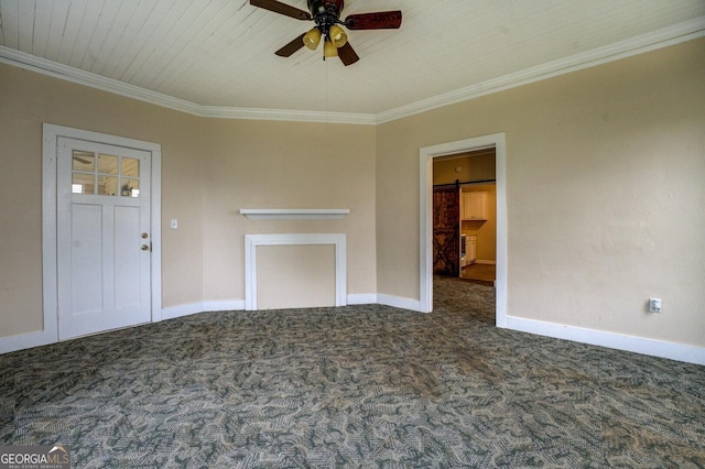 6 Mill St, Jackson, GA 30233 - spare room with carpet floors, ceiling fan, baseboards, and ornamental molding