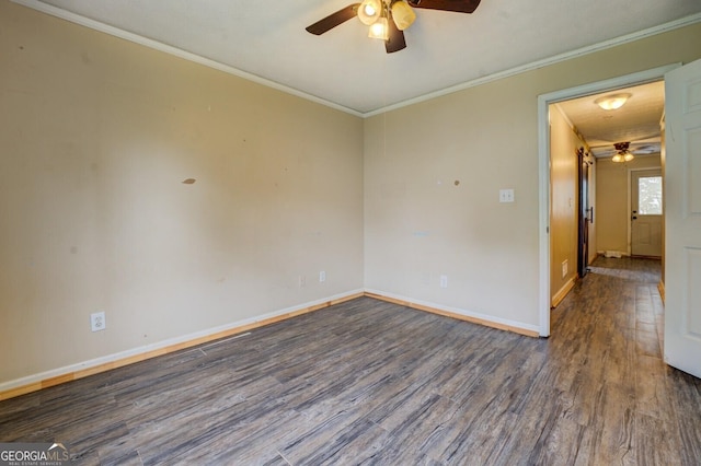6 Mill St, Jackson, GA 30233 - unfurnished room featuring ceiling fan, wood finished floors, baseboards, and ornamental molding