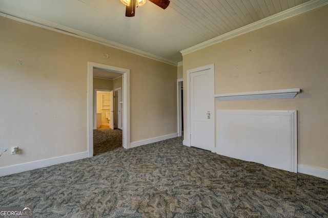 6 Mill St, Jackson, GA 30233 - unfurnished bedroom featuring carpet, crown molding, baseboards, and a ceiling fan