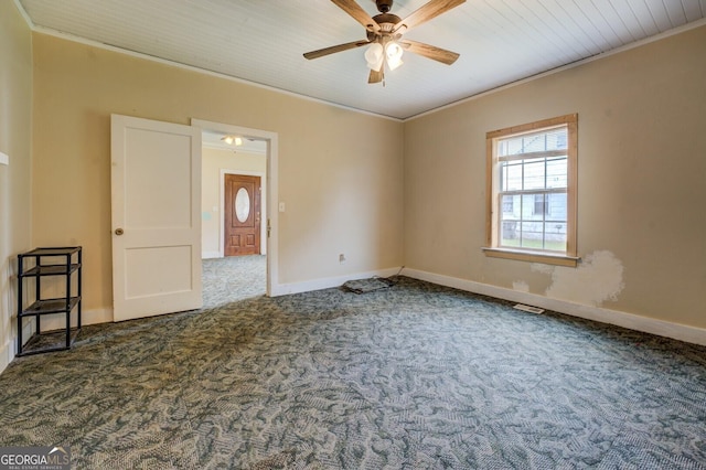 6 Mill St, Jackson, GA 30233 - spare room featuring carpet flooring, ceiling fan, baseboards, and crown molding