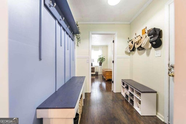 913 7th Ave, Albany, GA 31701 - mudroom with dark wood finished floors and crown molding
