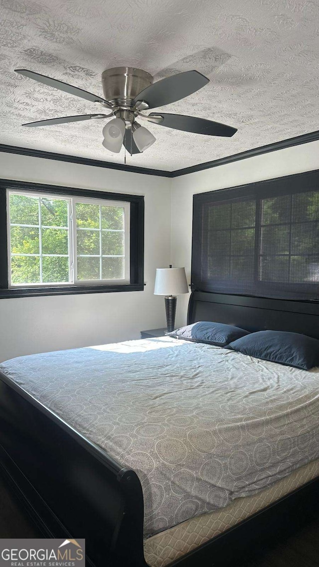 2812 Maple Rd SE, Rome, GA 30161 - bedroom featuring a textured ceiling, multiple windows, and ceiling fan
