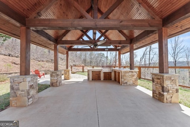 146 David Dr, Tiger, GA 30576 - view of patio featuring a gazebo, exterior kitchen, and ceiling fan