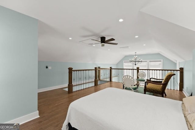 146 David Dr, Tiger, GA 30576 - bedroom with vaulted ceiling and wood finished floors