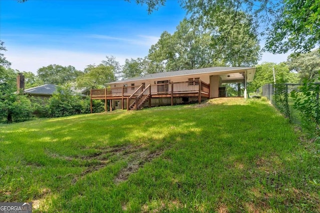 612 Oakcrest Dr, Rockmart, GA 30153 - back of property featuring a deck and stairs