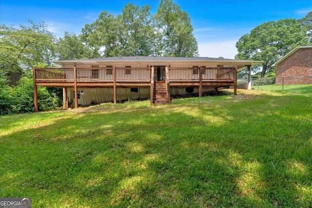 612 Oakcrest Dr, Rockmart, GA 30153 - back of property featuring a deck and stairs