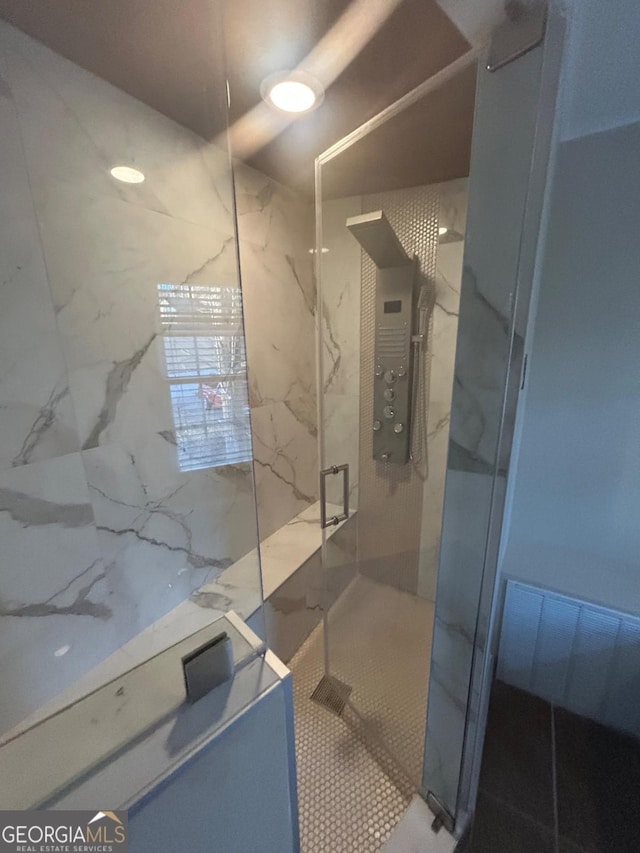 3808 Holy Cross Ct, Decatur, GA 30034 - bathroom featuring a marble finish shower