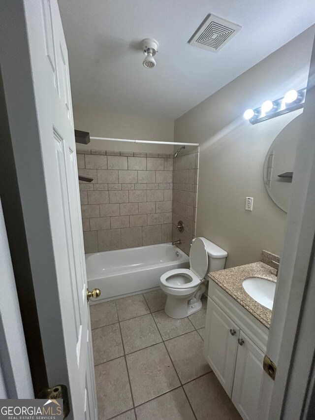 3808 Holy Cross Ct, Decatur, GA 30034 - bathroom featuring tile patterned flooring, vanity, toilet, and shower / bathtub combination