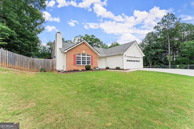 2605 Fort Apachee Trl, Dacula, GA 30019 - view of front of home featuring brick siding, driveway, a chimney, an attached garage, and roof with shingles