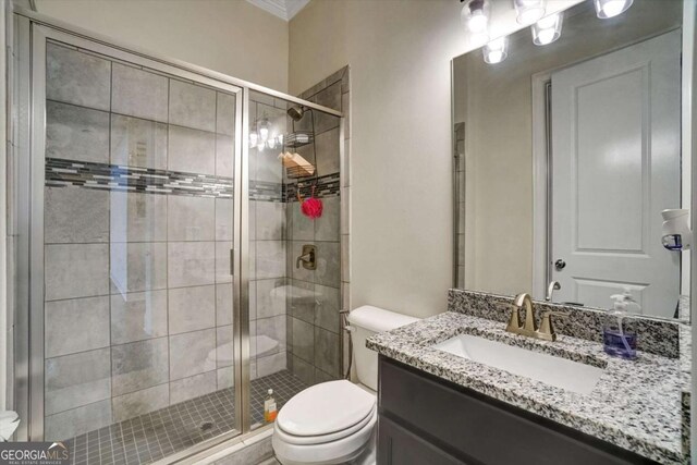 1835 Henley Way, Alpharetta, GA 30009 - bathroom with toilet, vanity, and a shower stall