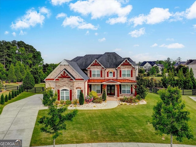 1835 Henley Way, Alpharetta, GA 30009 - view of front of house featuring brick siding, concrete driveway, and a standing seam roof