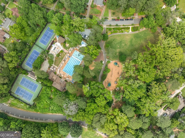 1138 Berkeley Rd, Avondale Estates, GA 30002 - aerial view of property and surrounding area featuring a pool area