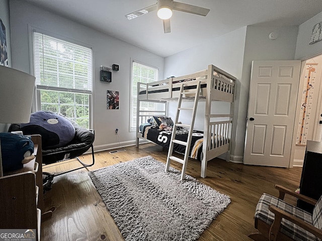 128 Golden Hills Dr, Woodstock, GA 30189 - bedroom featuring wood finished floors, baseboards, and a ceiling fan