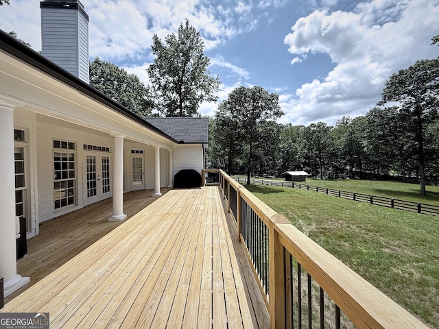 128 Golden Hills Dr, Woodstock, GA 30189 - wooden terrace featuring french doors