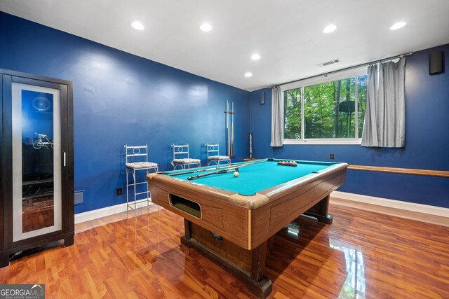545 Matterhorn Way, Alpharetta, GA 30022 - game room with billiards table, baseboards, wood finished floors, and recessed lighting