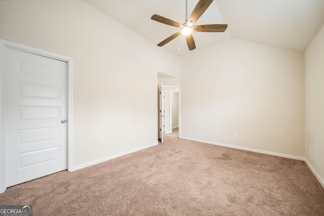 212 Jetta Cir, Mcdonough, GA 30253 - unfurnished bedroom featuring carpet, high vaulted ceiling, and ceiling fan