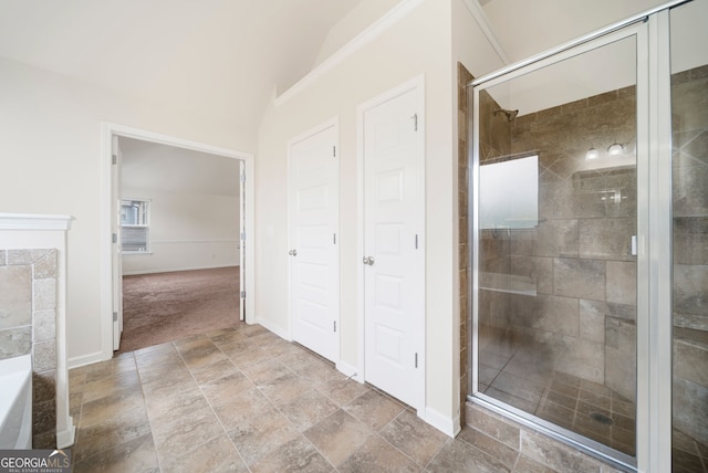 212 Jetta Cir, Mcdonough, GA 30253 - full bath featuring a shower stall and stone finish floors