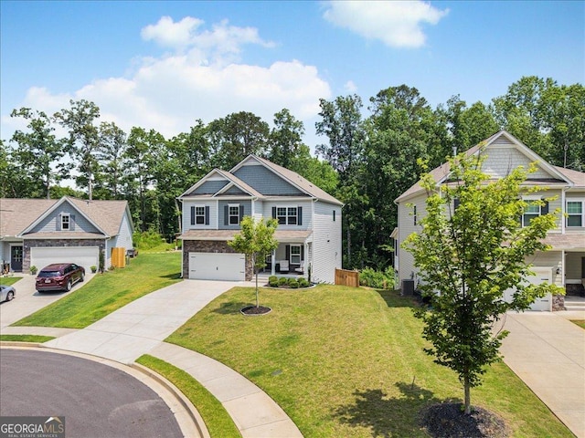 340 Louise Ln, Canton, GA 30114 - craftsman inspired home featuring driveway, a garage, central AC, and a front lawn