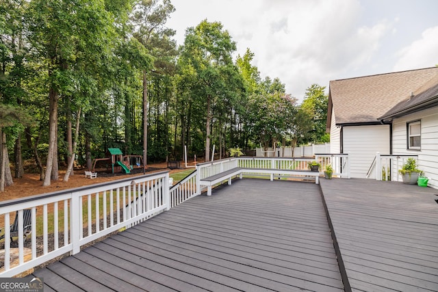 870 Rutherford Dr, Dacula, GA 30019 - wooden deck featuring a playground
