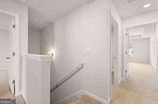 1406 Gray Branch Dr, Lawrenceville, GA 30045 - staircase featuring carpet and baseboards