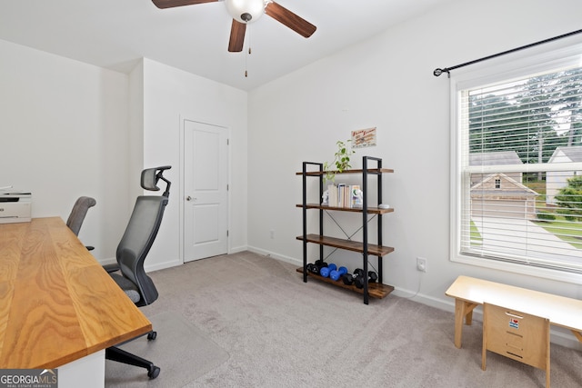 1998 Lakeview Bend Way, Buford, GA 30519 - carpeted home office featuring a ceiling fan and baseboards