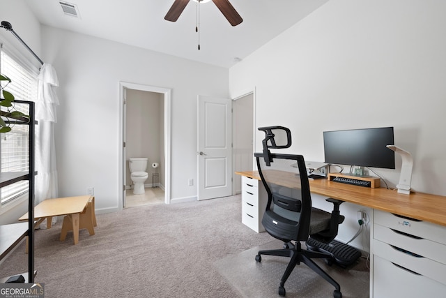 1998 Lakeview Bend Way, Buford, GA 30519 - office featuring ceiling fan, light colored carpet, and baseboards