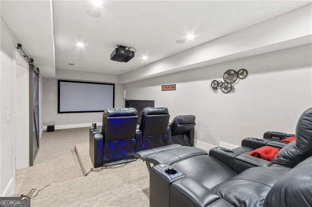 10 Nesbit Reserve Ct, Atlanta, GA 30350 - cinema featuring carpet, a barn door, and recessed lighting