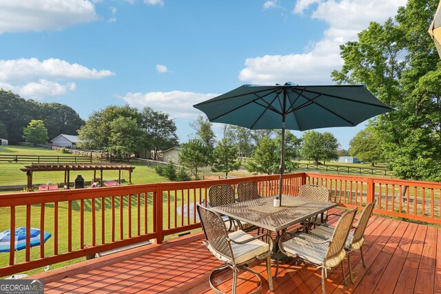 3480 Indian Shoals Rd, Dacula, GA 30019 - wooden terrace featuring outdoor dining space