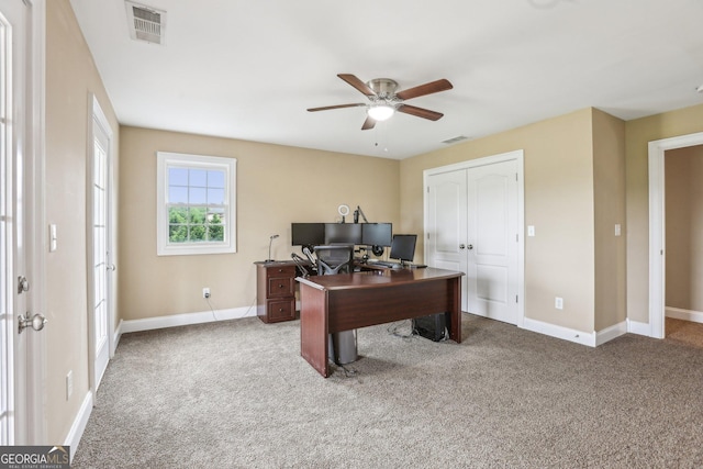 3480 Indian Shoals Rd, Dacula, GA 30019 - office featuring carpet floors and a ceiling fan