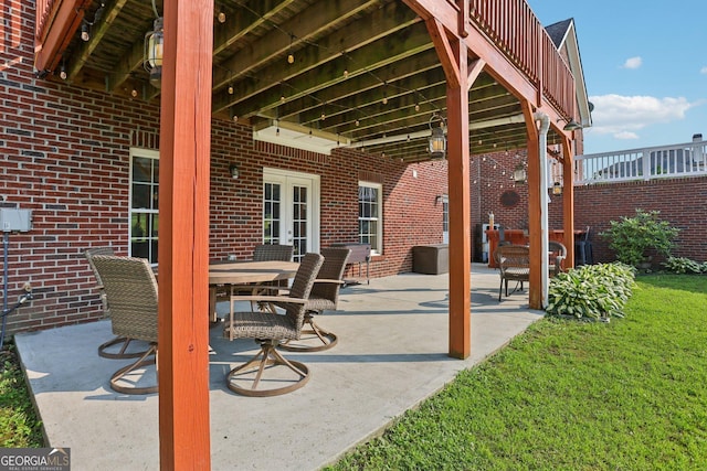 3480 Indian Shoals Rd, Dacula, GA 30019 - view of patio / terrace featuring french doors and outdoor dining space