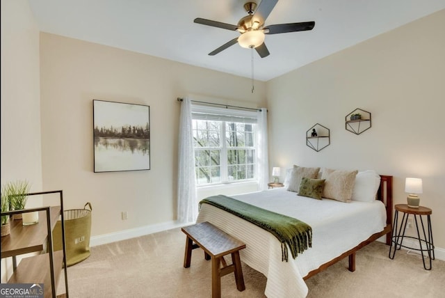 243 Degroff Ln, Rabun Gap, GA 30568 - bedroom featuring light carpet, baseboards, and ceiling fan