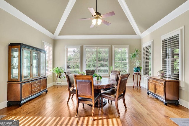 2450 Weber Heights Way, Buford, GA 30519 - dining area featuring baseboards, light wood-type flooring, and a ceiling fan