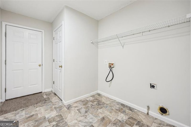 245 London Ln, Hiram, GA 30141 - laundry area featuring electric dryer hookup, hookup for a washing machine, hookup for a gas dryer, and light stone finish flooring