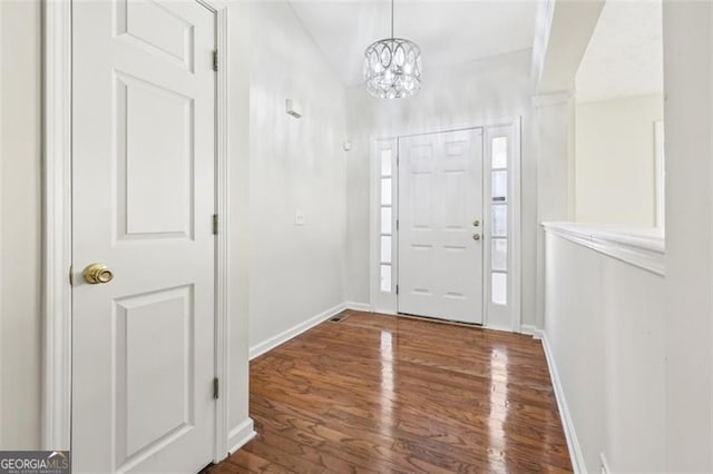 245 London Ln, Hiram, GA 30141 - entrance foyer featuring wood finished floors and a chandelier