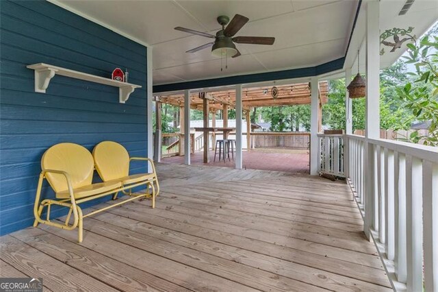 233 Oakridge Dr, Cartersville, GA 30121 - deck featuring a ceiling fan