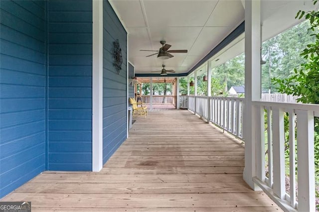 233 Oakridge Dr, Cartersville, GA 30121 - wooden porch with ceiling fan