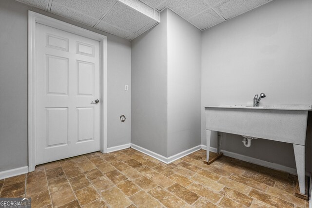 1010 Longcreek Pointe Pointe, Alpharetta, GA 30005 - washroom with baseboards, a sink, and stone finish floors