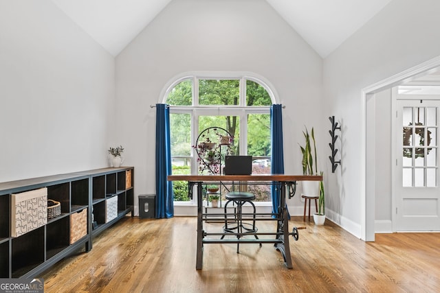 1010 Longcreek Pointe Pointe, Alpharetta, GA 30005 - office with wood finished floors, high vaulted ceiling, and baseboards