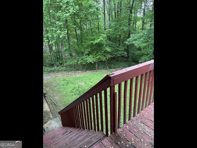6305 Eidson Dr, Cumming, GA 30041 - deck with a lawn and a wooded view